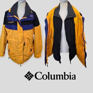 COLUMBIA Women's Interchange Yellow & Blue Ski Snow Full Zip  Coat Jacket Medium